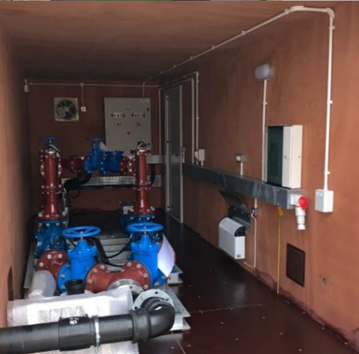 Image shows the Containerised Pumping Unit for the Getlini Landfill.