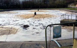 Deep Moor Leachate Plant Aeration Lagoon general view.