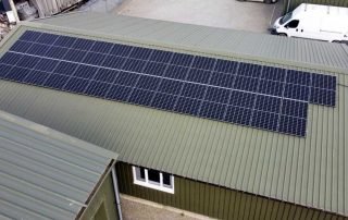 Aerial view shows new solar panels on the roof of Phoenix House.